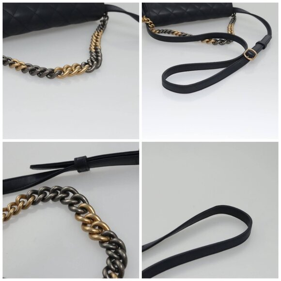 CHANEL Matelasse Turn Lock Chain Hand Bag Leather 2way Navy Gold CC Auth yk16451 - Picture 14 of 15